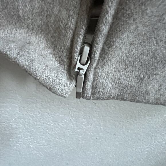 Bossini Women’s Oatmeal Wool Blend Suit Jacket Blazer Sz 9 Full Zip High Neck - Picture 6 of 7